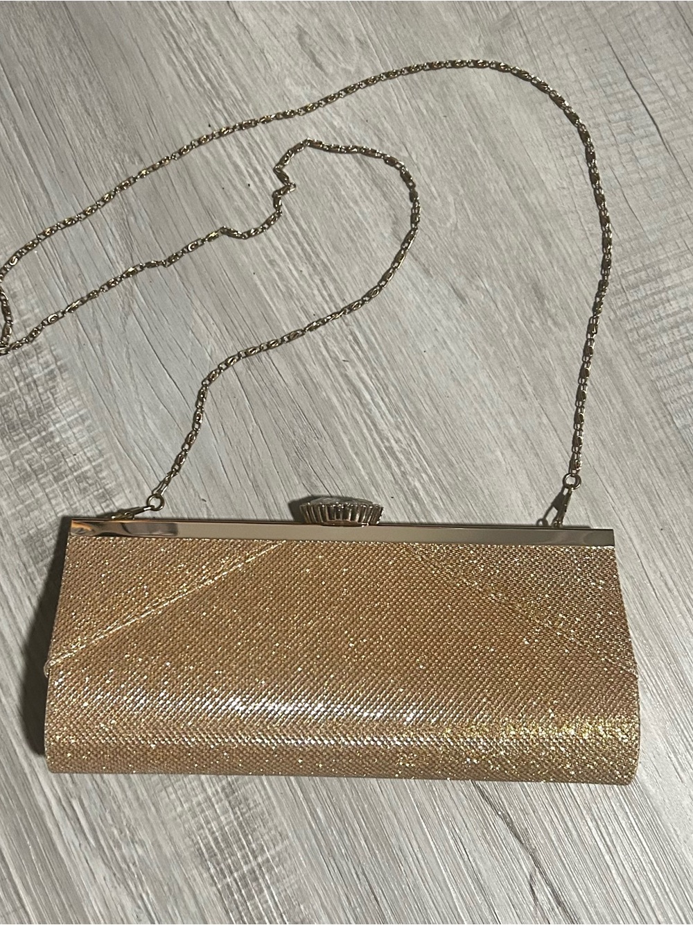 Gold Evening Clutch with Chain Strap